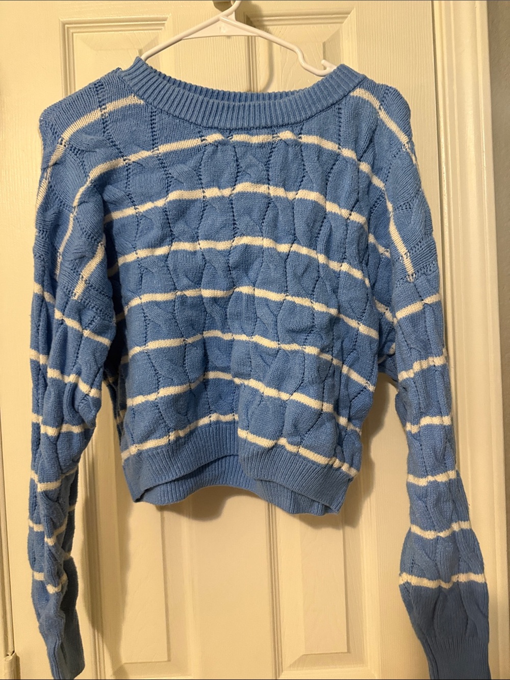 Dry goods Blue & White Striped Cable Knit Sweater